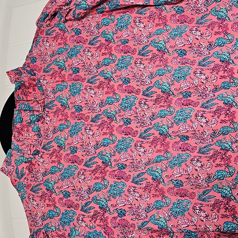 Simply Southern sm Pink and Blue Ocean Seahorse Pattern Maxi Dress - Picture 9 of 14